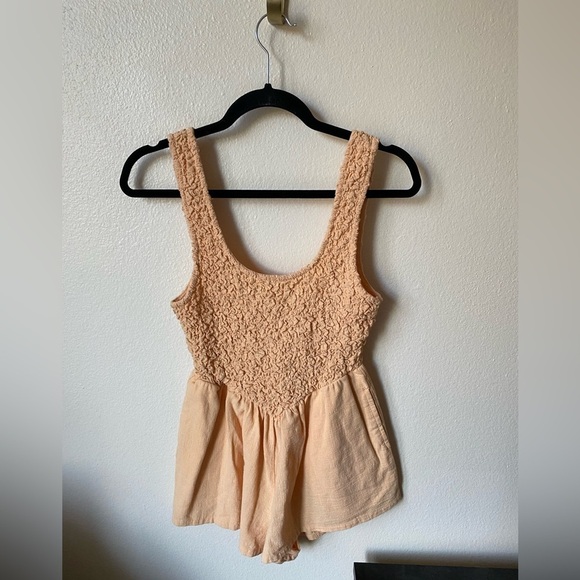 Free People Women’s Juliette Orange Smocked Romper Size XS - Picture 4 of 10
